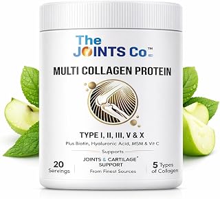 The Joints Co. Multi Collagen, 200 gm | Type I,II,III,V & X Protein Powder with MSM,Vitamin C & 19 amino acids - Supports Price In India