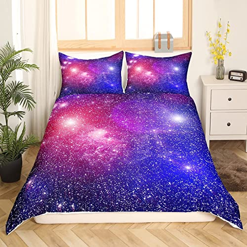 Housse de couette ciel étoilé violet Tbrand lit luxe microfibre