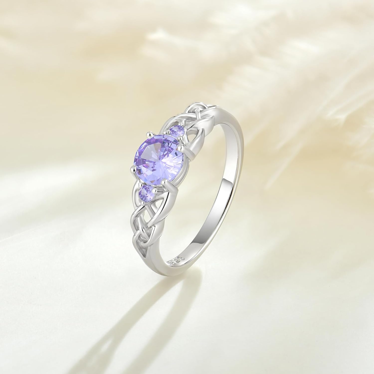 STARCHENIE Celtic Knot Ring for Women 925 Sterling Silver 3-Stone Promise Ring Size 5-10