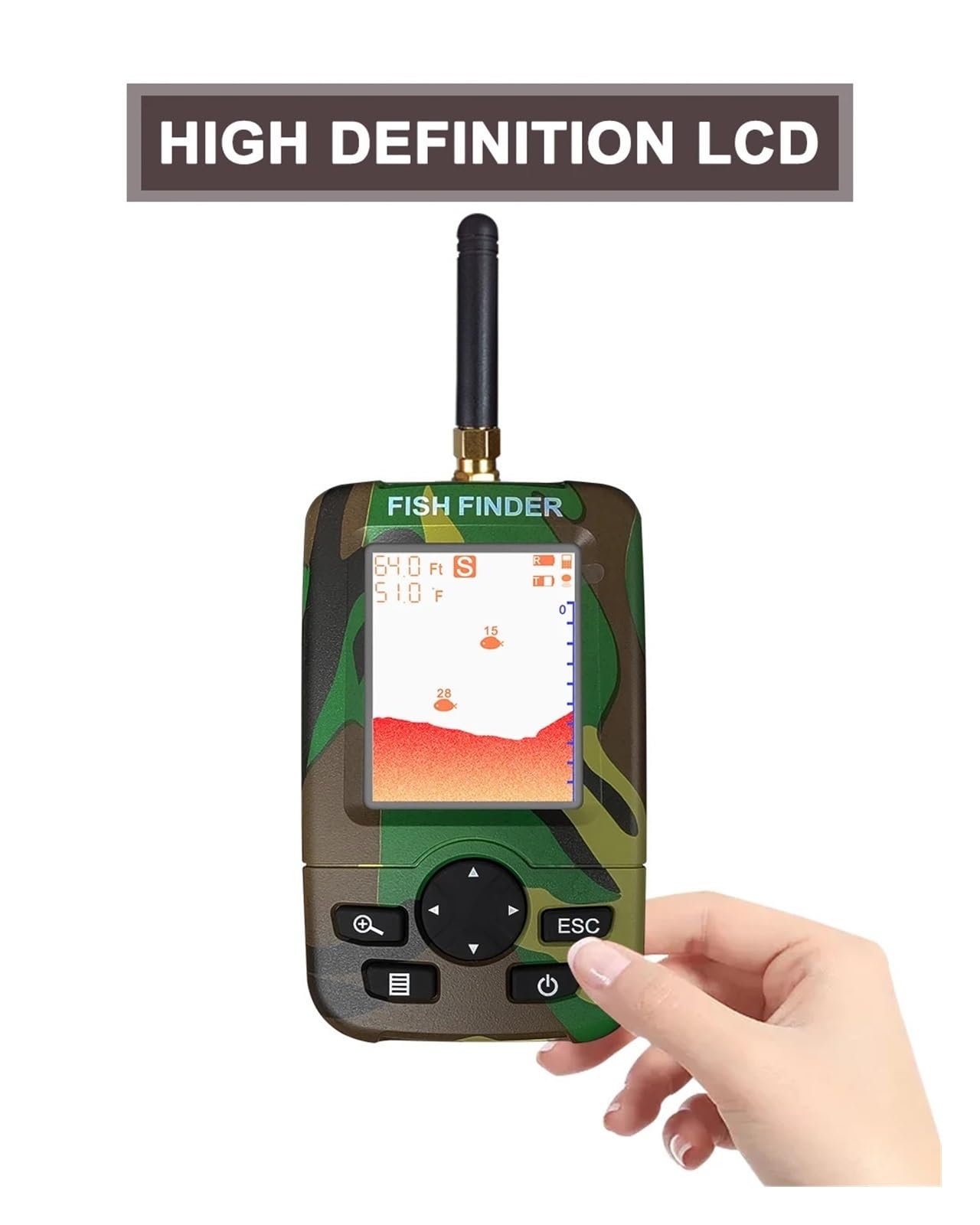 Ecoscandaglio, Ecoscandaglio portatile intelligente for barca, localizzatore impermeabile(Noir)