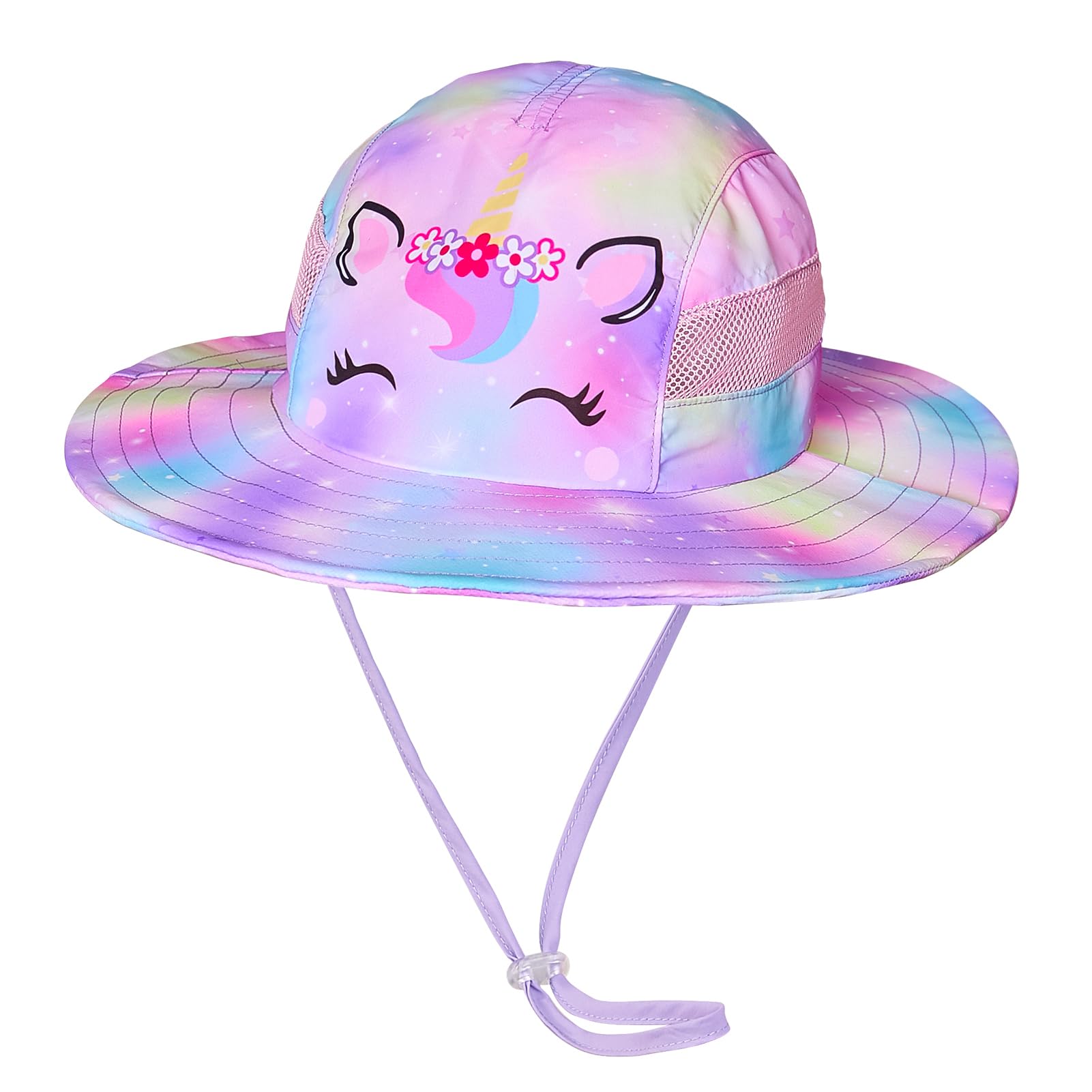 MHJY Sombrero para el sol para niños, gorro de verano para niña, protección UV, gorro de unicornio, gorro con ala ancha y cintas ajustables para niños de 2 a 8 años