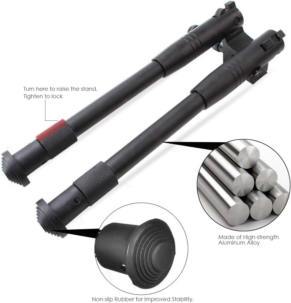 KEENZO Adjustable Tactical Bipod Mount, 6.3" to 6.9" Lightweight Spring Return Rail Mount Bipod for 20mm Picatinny Rail - Image 5