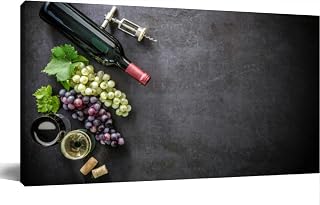 Large Wall Art Decor for Living Room Bedroom Bathroom Canvas Wall Art Framed Bottle wine wineglasses grapes and corks Prints Artwork Painting Pictures Kitchen 24x48