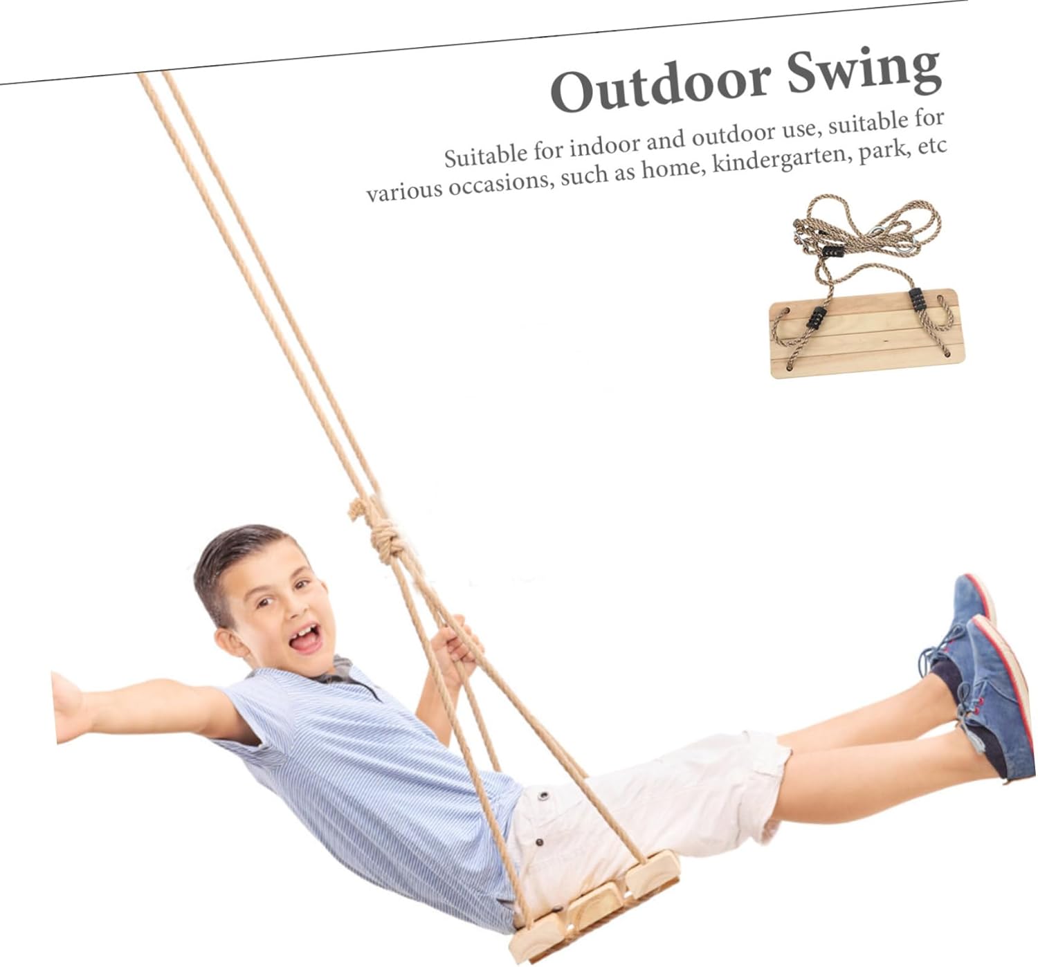 Generic Wooden Hanging Swing Chair for Indoor Outdoor Use Pine Wood Playground Swing Easy to Install for Boys Bright Design Gift for Birthdays and Holidays