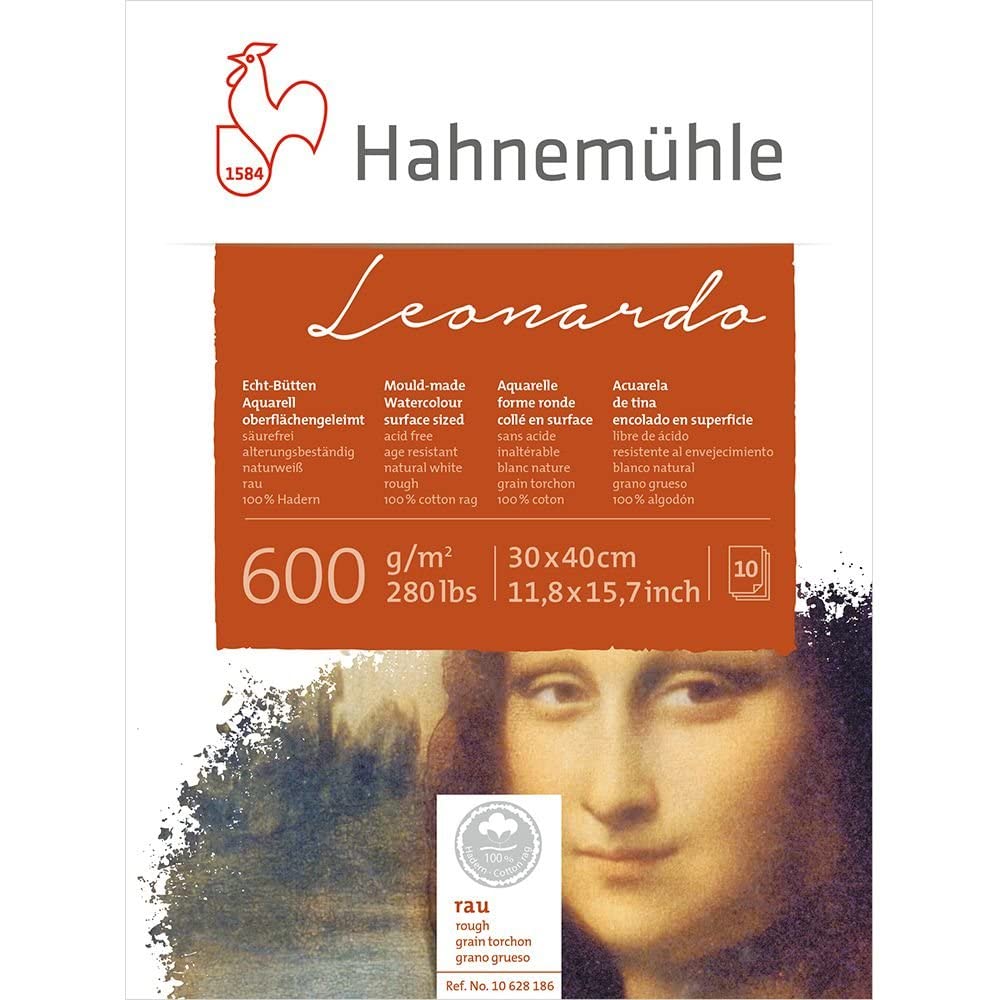 Bloc de papier aquarelle Leonardo RAU 600 g 30 x 40 cm 10 feuilles