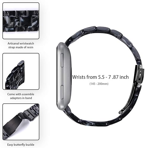 Miniatura 2 de Pulsera de resina compatible con Fitbit Versa 2Versa LiteVersa Band para mujer, correa de pulsera de repuesto de metal con hebilla de acero