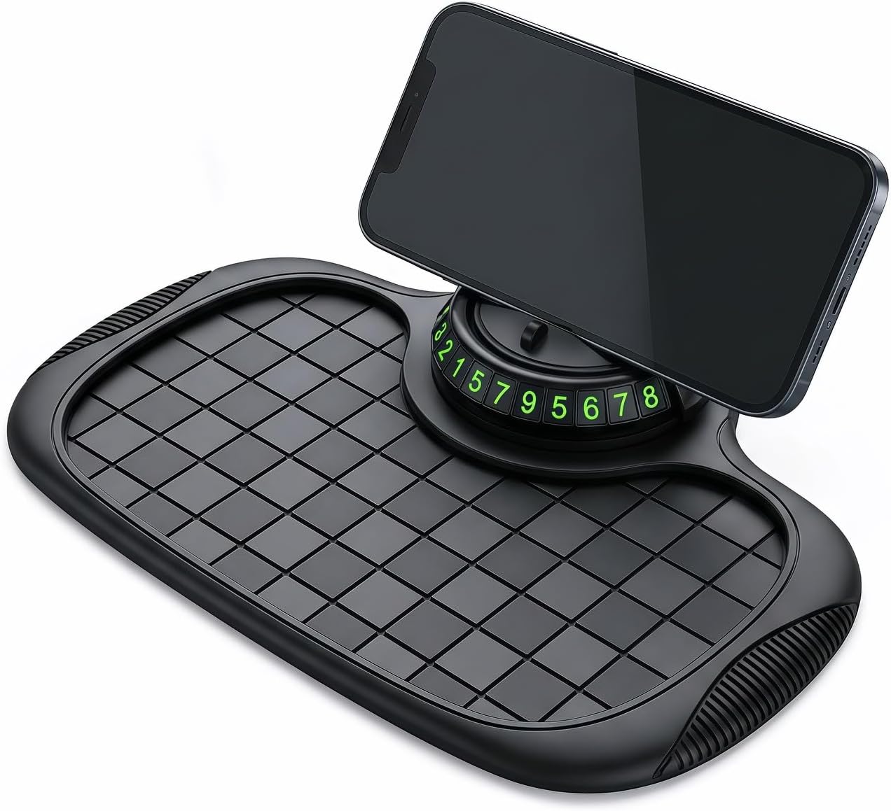 Dashboard Phone Holder with Mat,Car Anti Slip Mat,360°Rotatable Phone Holder Dashboard Pad,Car Interior Accessoires(Gray Black)