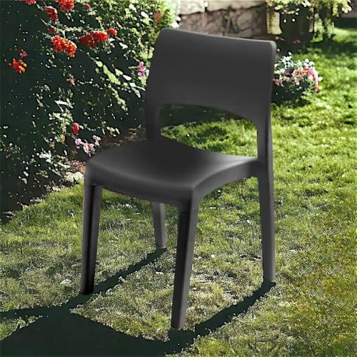 Dmora - Chaise d'extérieur Tropea, Chaise pour Table à Manger, Fauteuil d'extérieur, Siège de Jardin, 100% Made in Italy, 50x51h82 Cm, Anthracite