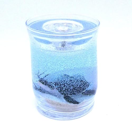 Handcrafted Blue Limited Edition Sea Turtle Hatchling Refillable Forever Gel Candle Design With 4 Pack Of Clear Unscented 8 Hour Gel Tea Lights