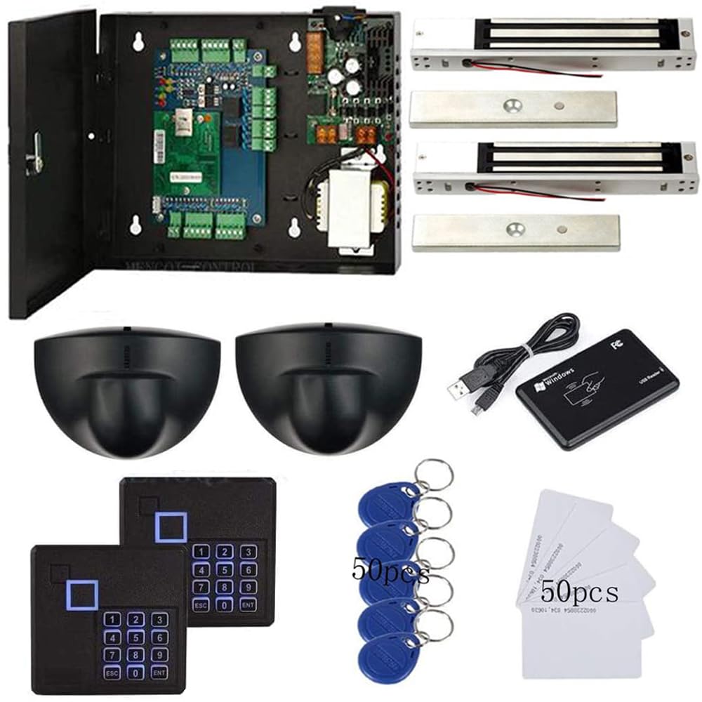 Sponsored Ad - MENGQI-CONTROL Magnetic Lock Exit Motion Sensor 2 Doors TCP/IP Access Control System Keypad Reader Control Board 110V Power Supply Box USB Enroll Reader RFID Card/Key Fob(Phone APP Remote Open Door)