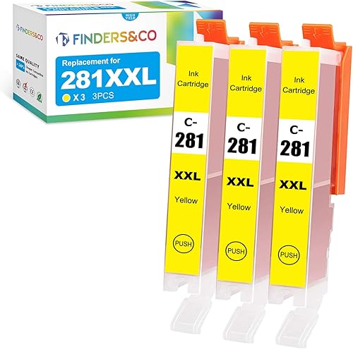 F FINDERS&CO CLI-281 281 XXL Reemplazo del tanque de tinta amarilla para Canon PIXMA TS6320 TR7520 TS8120 TS8320 TR8520 TS9120 (3X 281XXL amarillo)