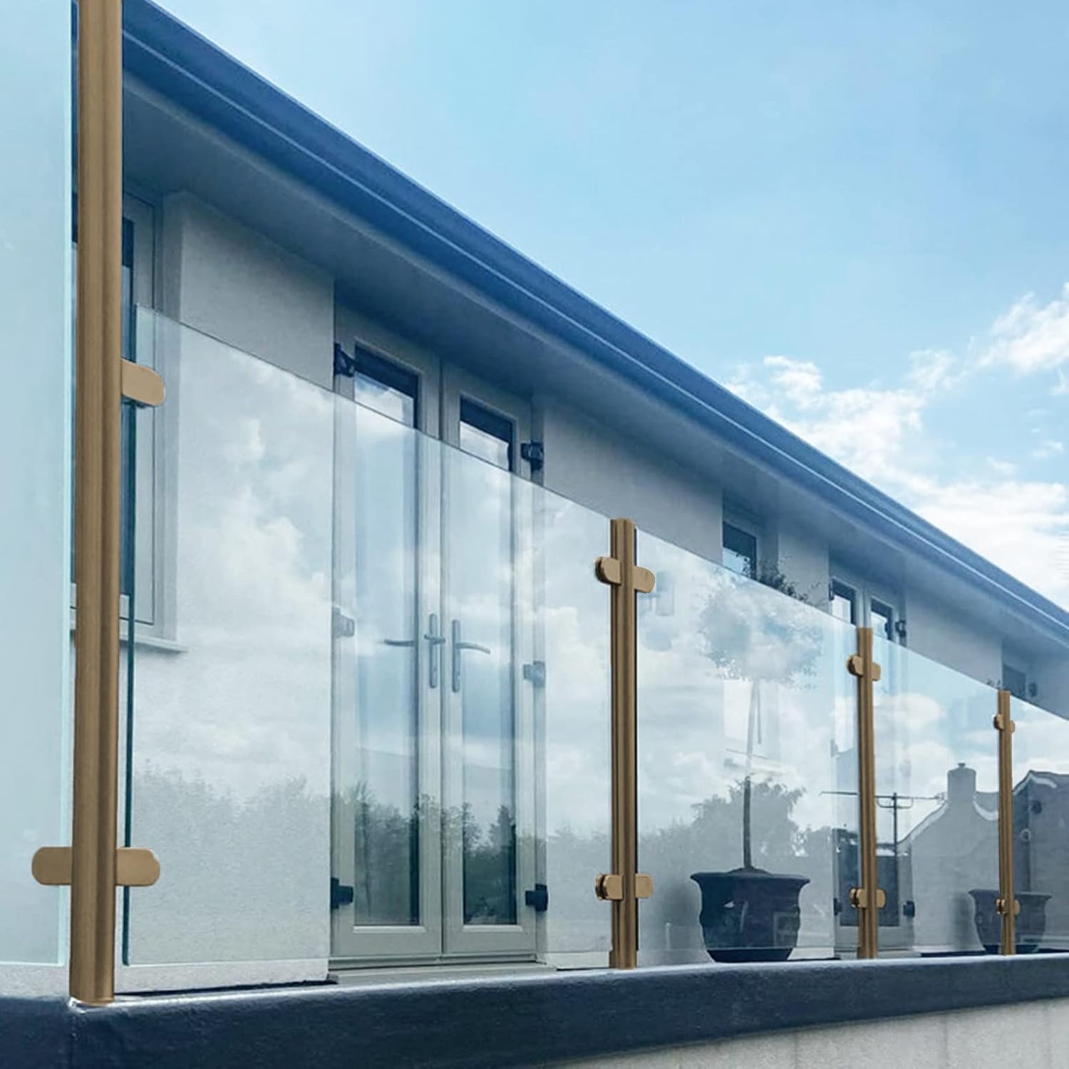 25.5in/33.4in/37.4in /41.3in/45.2in/49.2in Tall Glass Railing Post, Outdoor Deck Garden Fence Panel Clamp/Clips, Indoor Staircase Rails Kits (Color : Mid Post, Size : 125cm/49.2in)