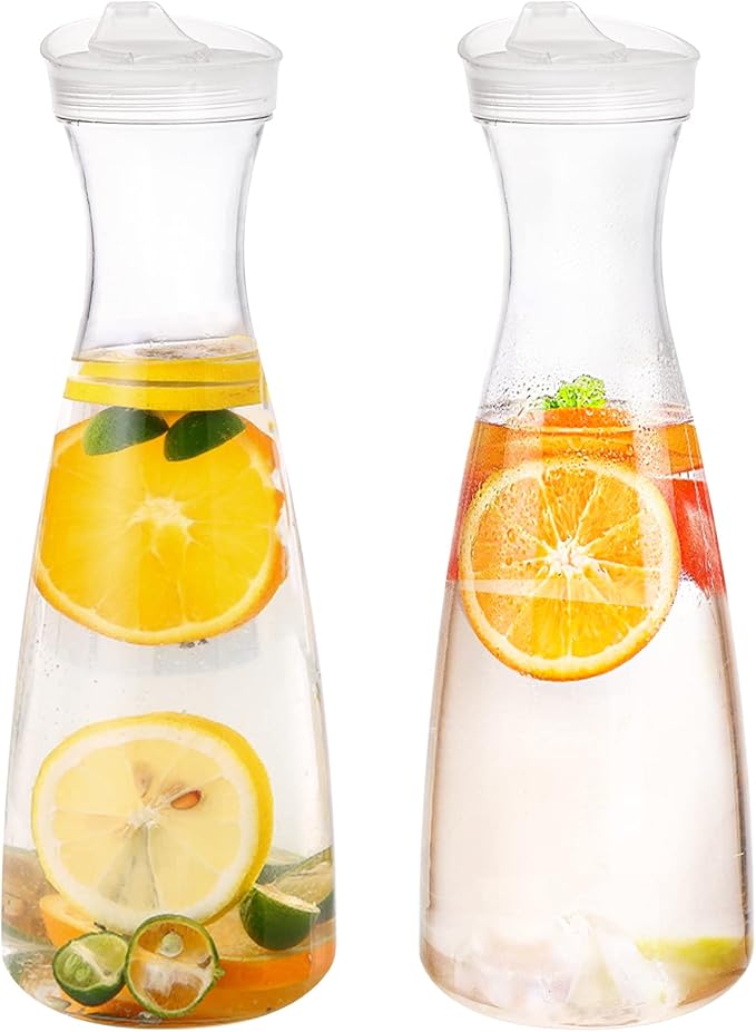 XUQEAYWD Saftkanne 2L - Kunststoff Karaffe Mit Deckel Für Getränke