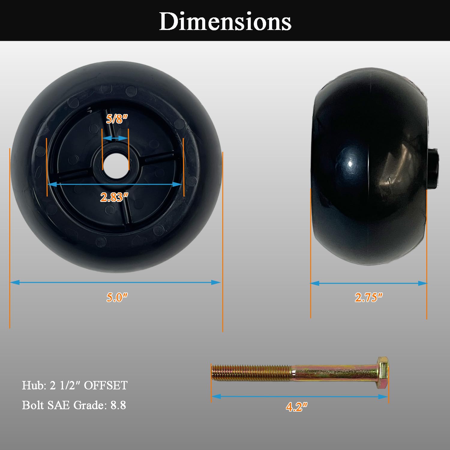 Juego de 6 Ruedas para Plataforma de cortacésped con protección contra el Cuero cabelludo, Compatible con Bad Boy 022-5234-98 Exmark 103-3168 103-4051 103-7263 1-603299 y Muchas Ruedas para