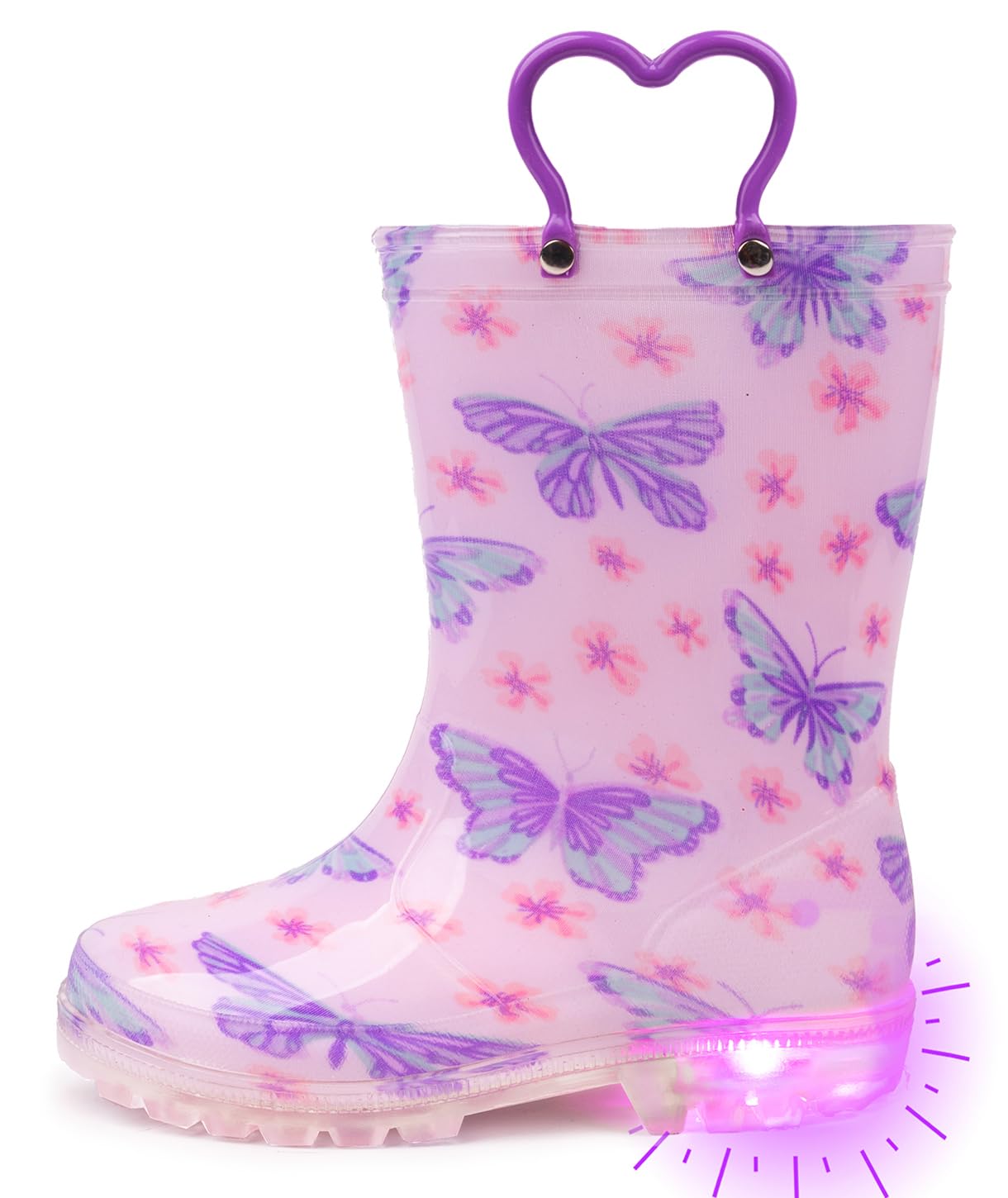 OuteeToddler Kids Adorable Lightwight Waterproof Rain Boots Light Up by Steps