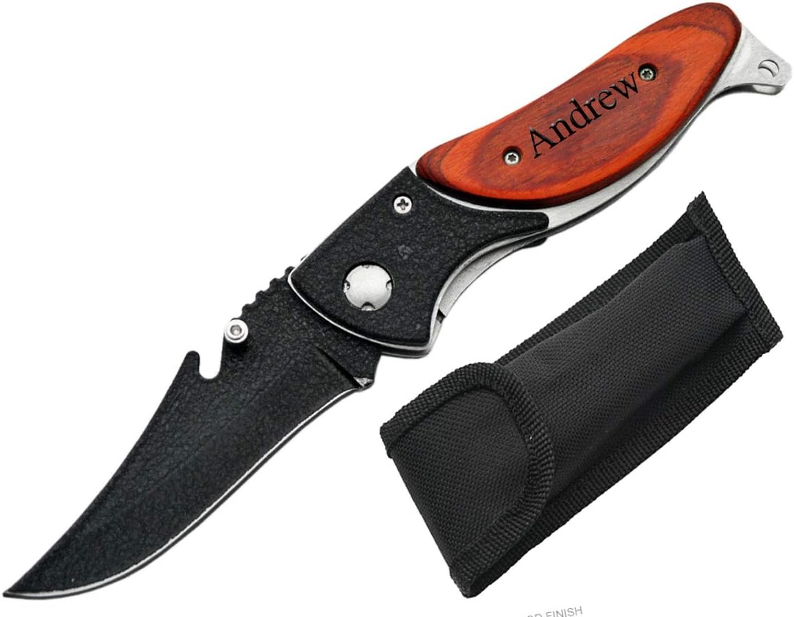 GIFTS INFINITY Customized Engraved Pocket Folding Knife - Groomsmen Wedding Party Monogrammed (210952)