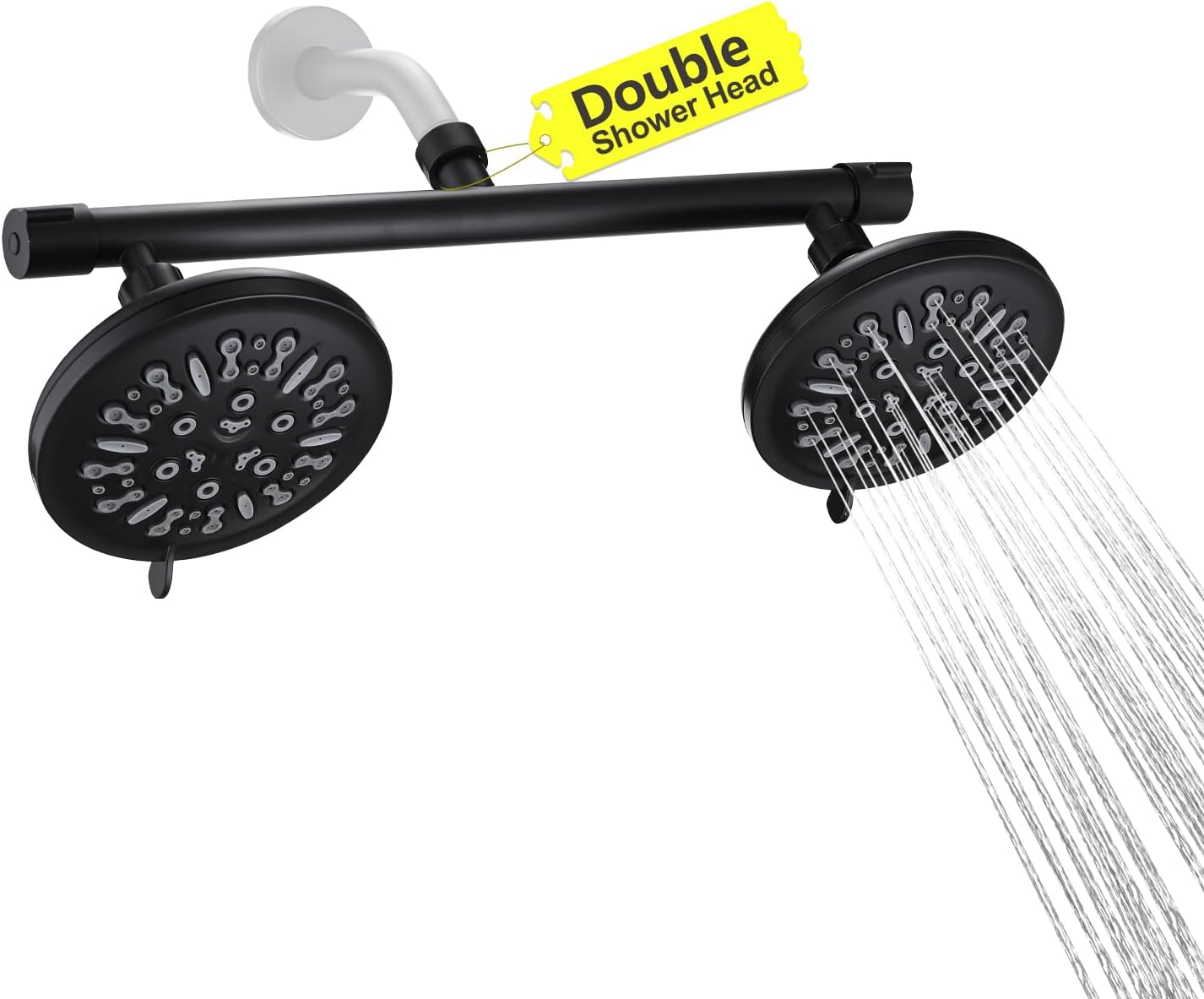 Double Shower Head with Builtin 2 Shut Off Valve Shower Splitter, High