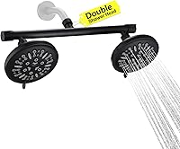 Vista 6 de Cabezal de ducha doble con divisor de ducha integrado de 2 válvulas de cierre, cabezal de ducha doble de alta presión de 8 ajustes, perfecto