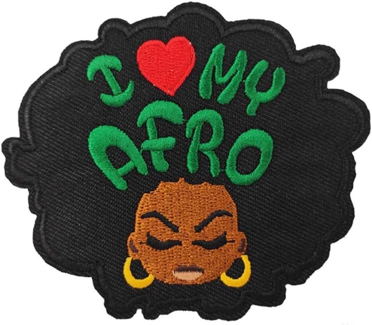 Cute-PatchBLM I Love My Afro Girl Iron on Patch, Black Girl Magic, Black Princess Applique