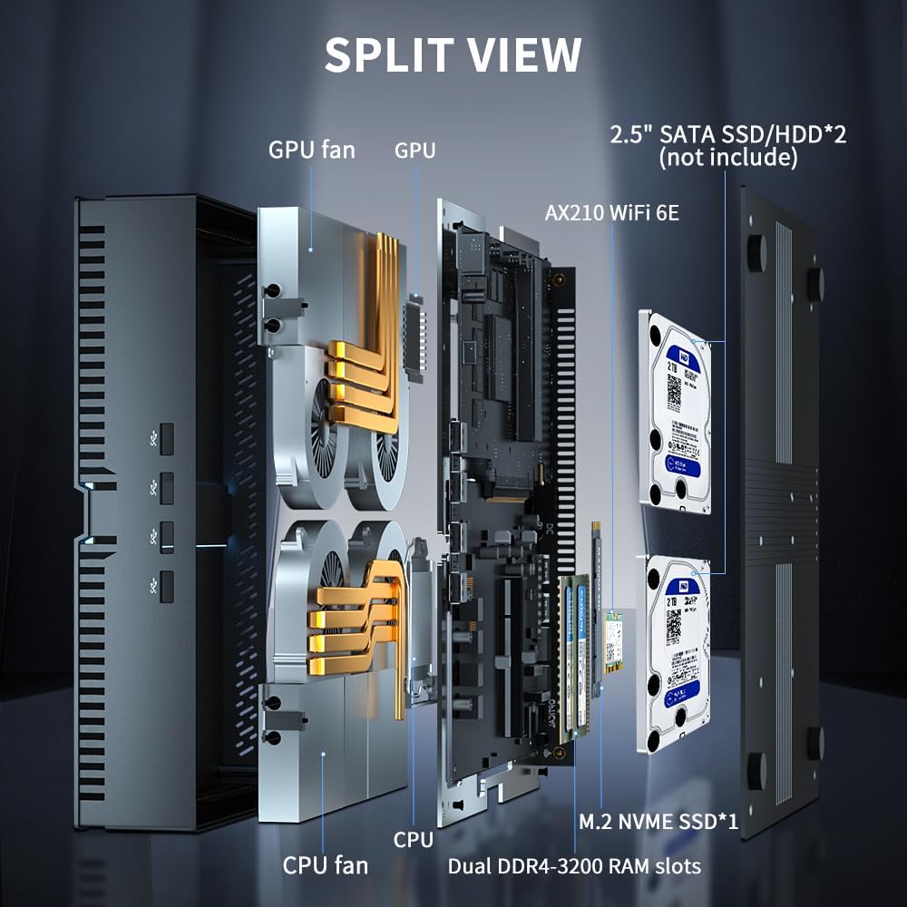 Thdeukoty Mini Gaming Pc Core i9-14900F(up to 5.8GHz) with RTX4070, Small Desktop Computers Win 11 Pro, 64G DDR5 RAM/1T M.2 SSD/WIFI6E/BT5.3/Dual LAN/USB 3.2/8K HDMI DP, Four Display for Game/Design - Image 9