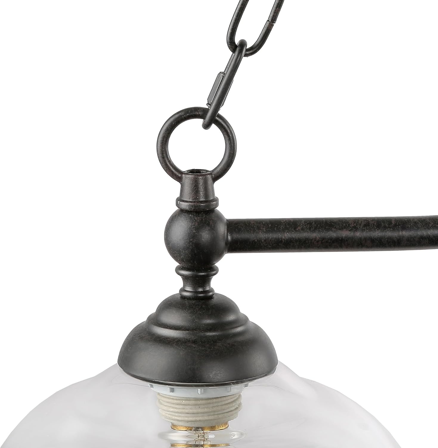 KSANA Black Farmhouse Chandelier, 3-Light Modern Linear Kitchen Island Lighting with Clear Glass Shade, Rustic Island Pendant Lights Chandeliers Light Fixture for Dining Room & Kitchen