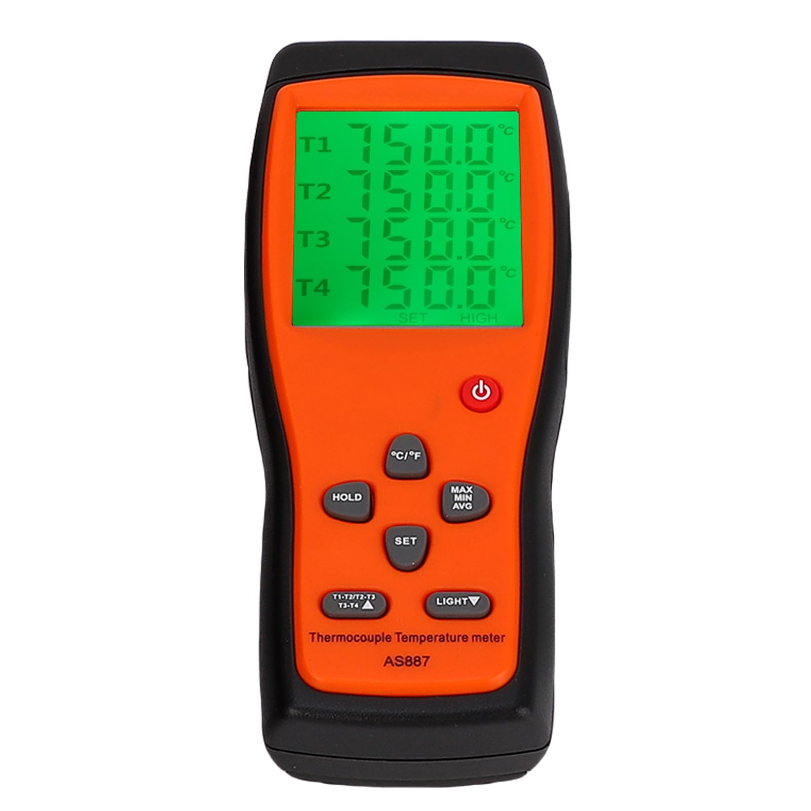 Topiky 4-Kanal-Thermometer mit K-Typ-Thermoelementsonden, Kontaktierender Digitaler Temperaturtester, Dual-Unit-Thermometer für Industrielle Labor-HVAC