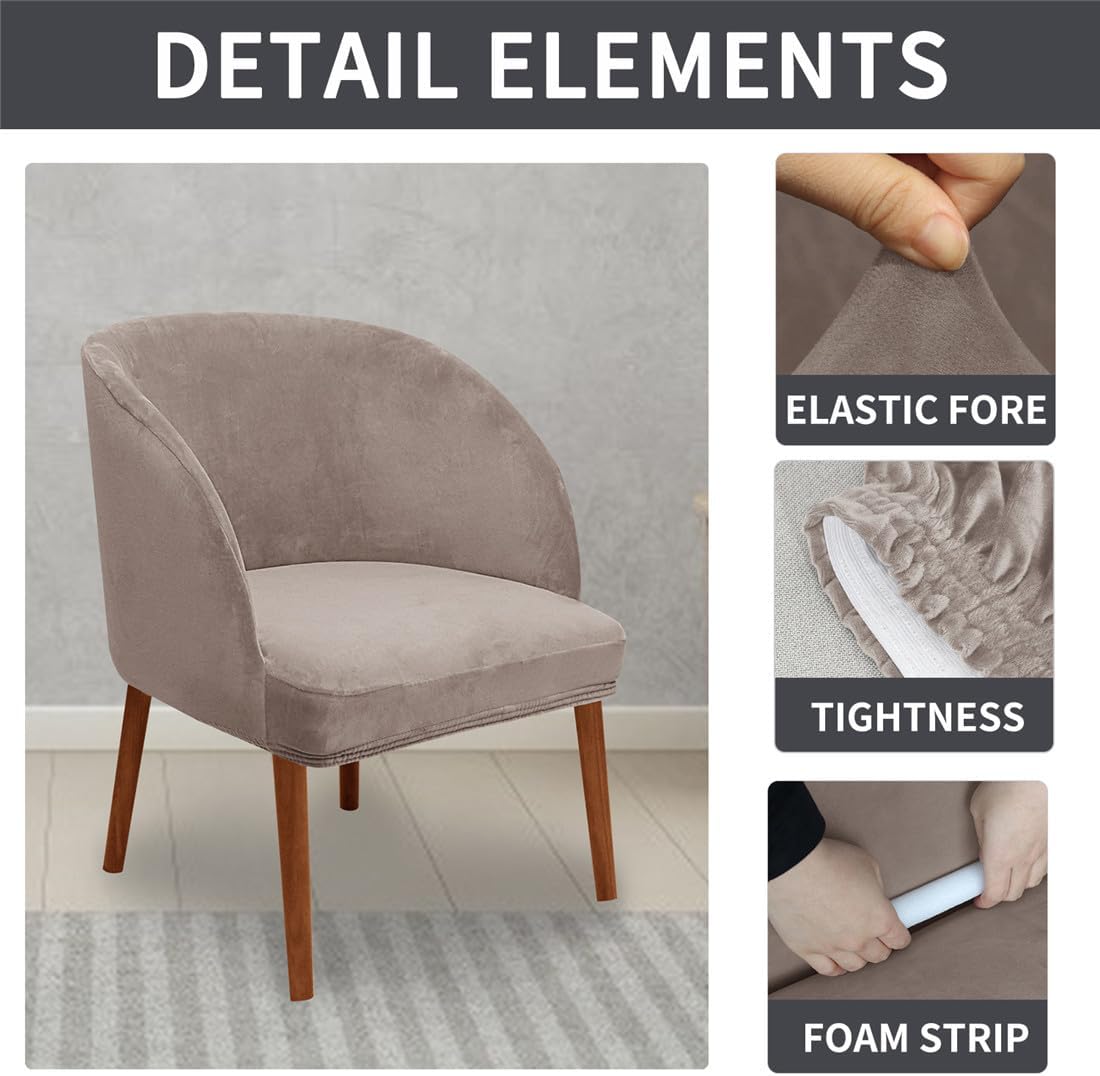 6 Pack Velvet Curved Back Mid Century Modern Accent Covers Round Back Wingback Chair Slipcovers for Office Kitchen Room Furniture Protector