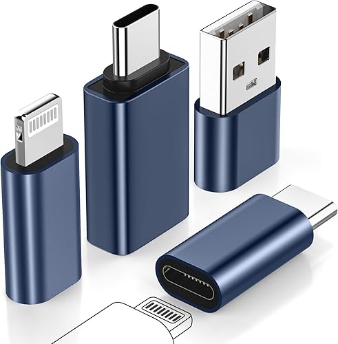 Yootech Paquete de 4 adaptadores Lightning a USB C y adaptador USB a USB C, adaptador USB A a USB C, transferencia de datos y carga rápida tipo C