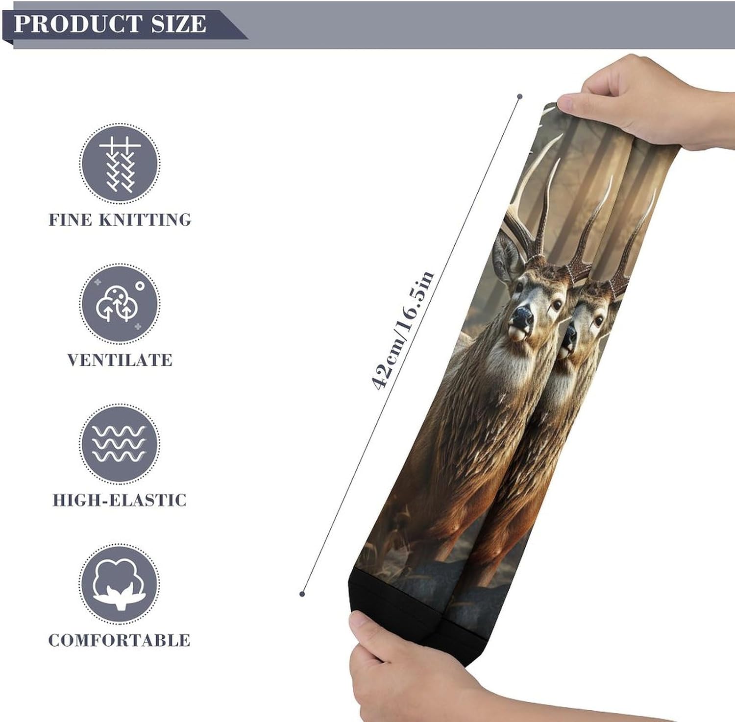Deer Hunting Knee High Soccer Socks Moisture Wicking