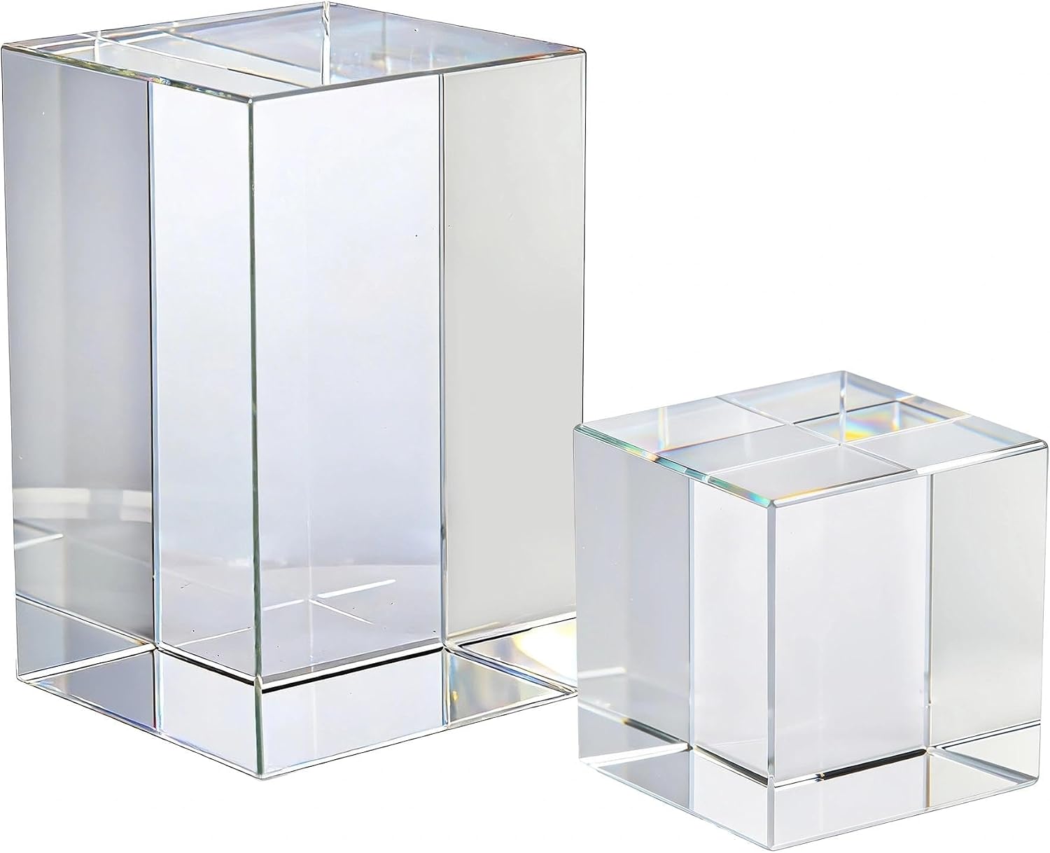 Economy K9 Crystal Blank Blocks for Inner Laser Engraving, 1.97x1.97x3.15 inch Rectangular & 1.97x1.97x1.97 inch Cube, Crystal for 3D UV Engraving