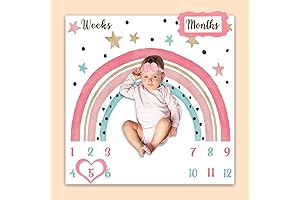 Personalized Unicorn Rainbow Baby Monthly Milestone Blanket