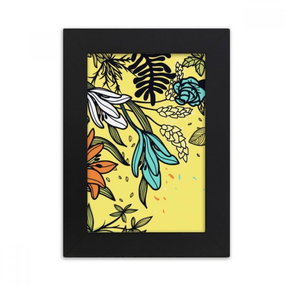 Cadre photo noir fleurs de lys 10x15 cm style art moderne