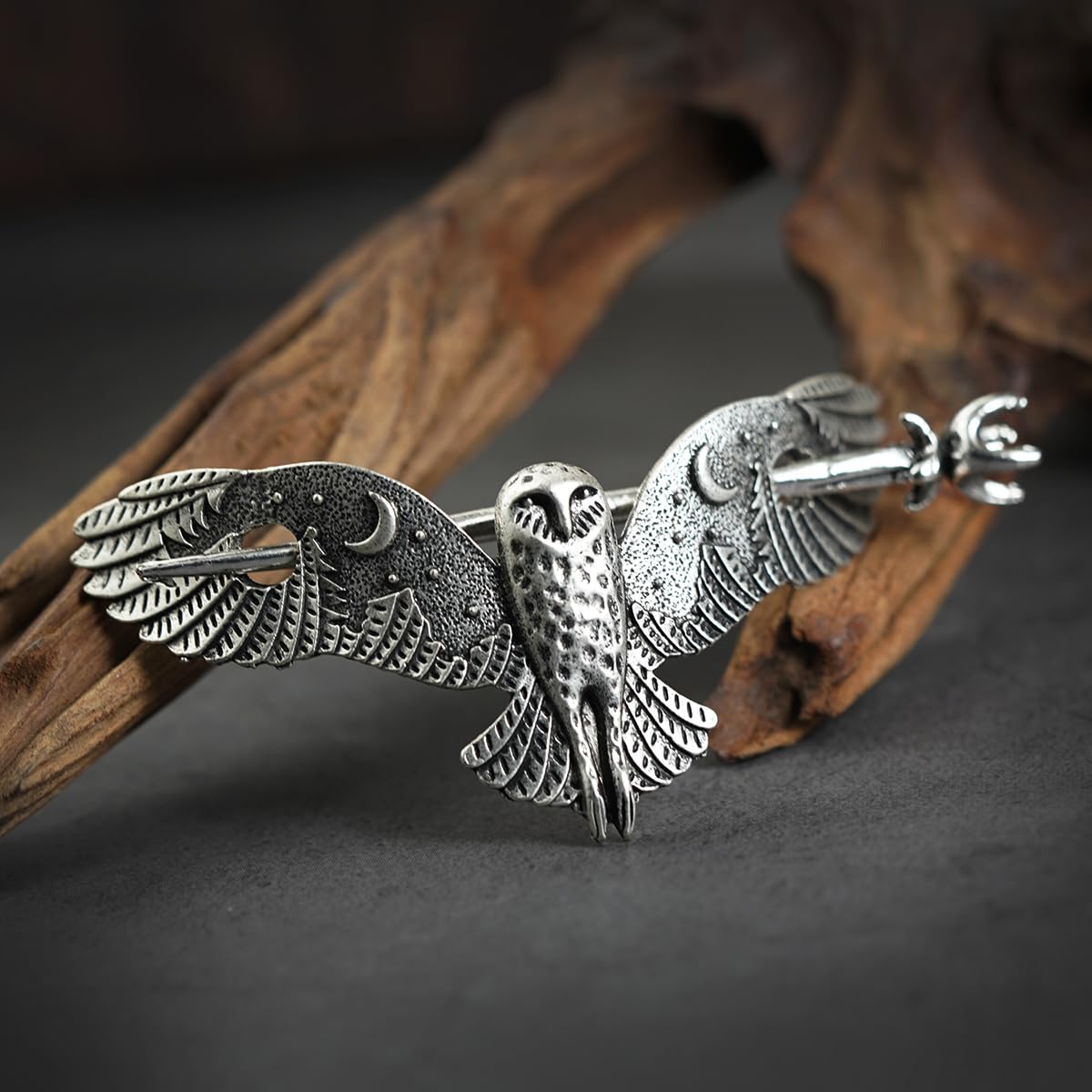 Owl Jewelry for Women Celtic Hair Pin Set, Viking Owl Hair Clip, Gothic Owl Headpiece for Women, Antique Silver Hair Accessories