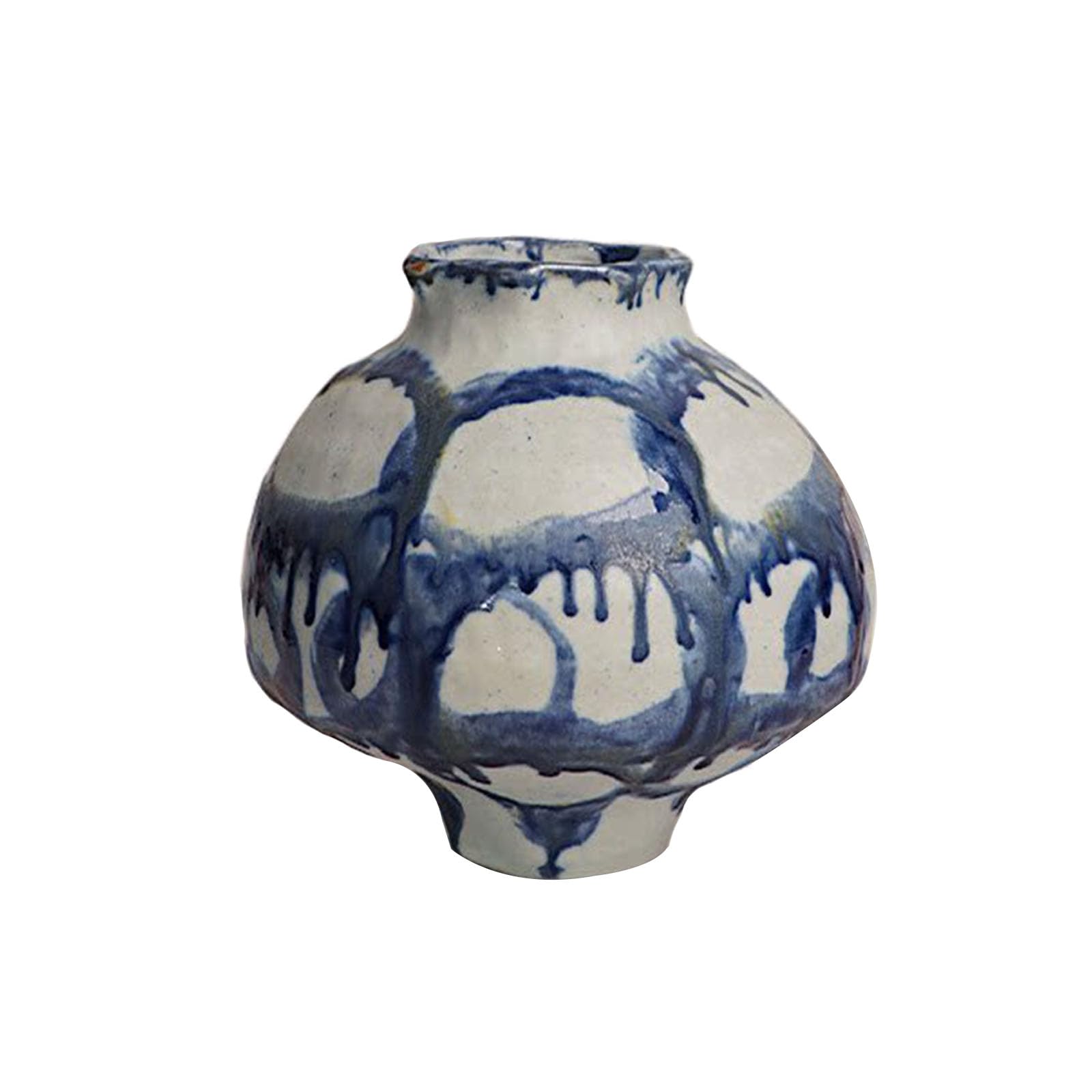 Nzzkoides Natural Color B Handmade Art Vase, Vintage Ceramic Vase, Ornament For Living Room, Bedroom, Dining Table Center, Hotel, Office, Irregular Shape(Size:21.5 * 21.5 * 25Cm,Color:natural Color B)