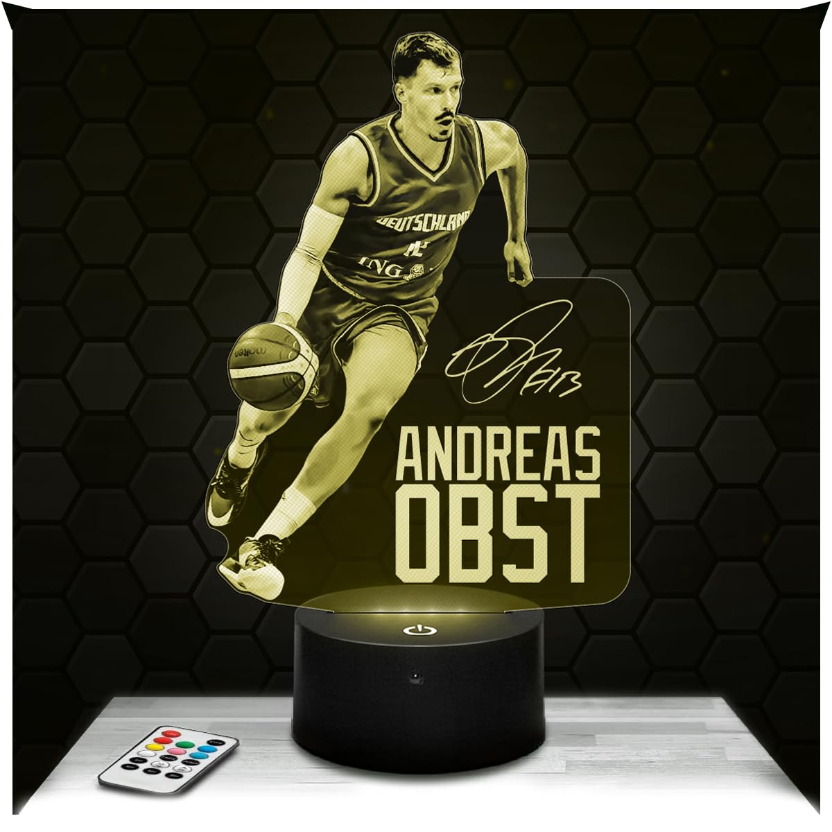 Lampephoto.fr - Andreas Obst 3D Lamp, Night Light 3D LED Illusion Lamp, Basketball Player, German Basket, Sports Object Athlete, Gift idea for Boy's Room, Night Light for Children's Bedroom