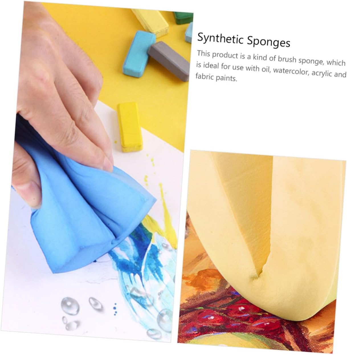 4pcs Synthetic Artist Sponges for Watercolor and Craft Painting Absorbent Sponges for Face Painting and Household Use Style