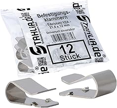 Stahlia 12 x Mounting Brackets 21.4 mm x 12 mm Stainless Steel V2A, Adjustable Metal Brackets for Light Shaft Covers, Cellar Shaft Covers, Grid, Mounting Clips, Reusable
