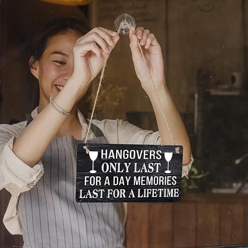 Miniatura 4 de Qious Letrero divertido de madera para colgar en casa de campo, decoración del hogar, 12 x 6 pulgadas