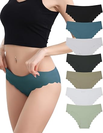 Levao Womens Knickers Seamless Underwear Ladies No Vpl Panties Invisibles Comfy Hipsters Wave Lined Briefs Stretch Bikini for Women 7 Packs