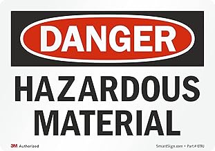 SmartSign 3.5 x 5 inch “Danger - Hazardous Material” OSHA Label, 5.5 mil Laminated Vinyl, 3M Engineer Grade Reflective Material, Red, Black and White