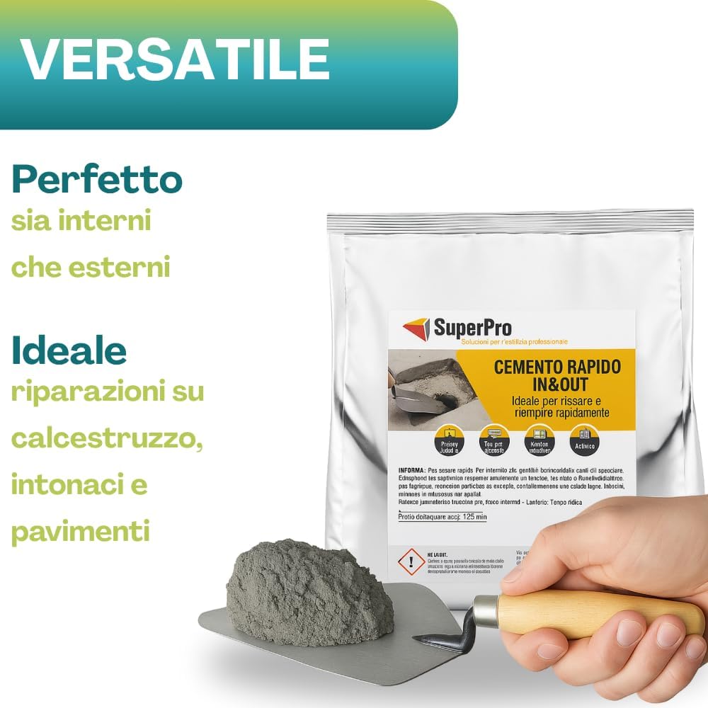 Paluplus 6 kg di Cemento Rapido, Riparazioni Veloci su Calcestruzzo, Ideale per Fughe e Malte, Uso Interno ed Esterno, per Intonaci e Pavimenti, 3CF x 2Kg -3001F