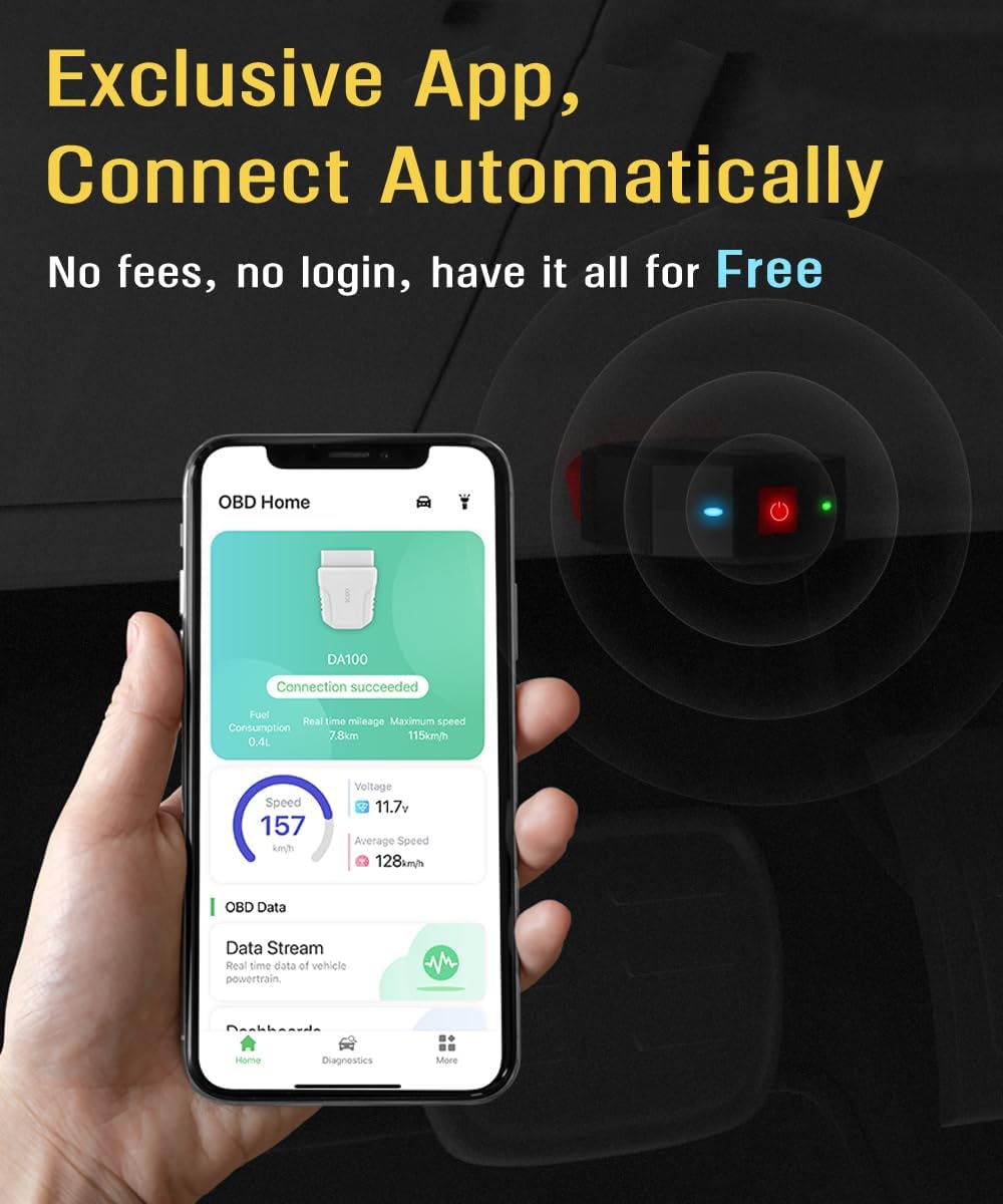 OBD2 Scanner Bluetooth for iOS iPhone Android with Power ON/Off Button to Save Car Battery OBDII Diagnostic Tool Read Clear Codes with Free App - Image 4