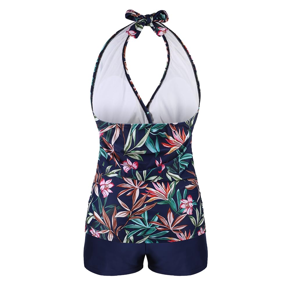 LONTG Umstandsbadeanzug Tankini Schwangerschaft Neckholder V Ausschnitt Zweiteiler Schwimmanzug
