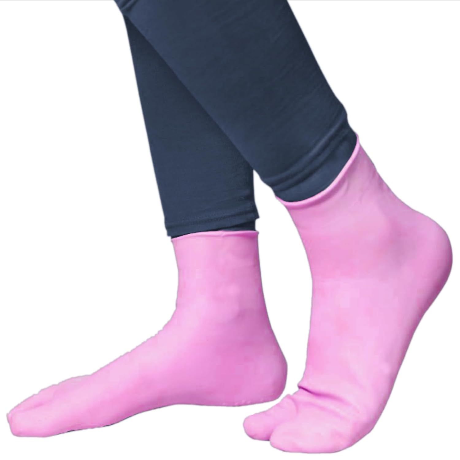 Waterproof Rubber Socks: Pain Relief for Men and Women, Anti-Crack Gel Heel Ankle Length and Foot Protector Moisturising Socks for Foot Care,(Size-Large)(9-10-11)(Pink) Pack of 3