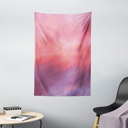 Ambesonne Tapiz coral, cielo vainilla con nubes ternura de ensueño, irreal, suave, celestial, para colgar en la pared para dormitorio, sala de