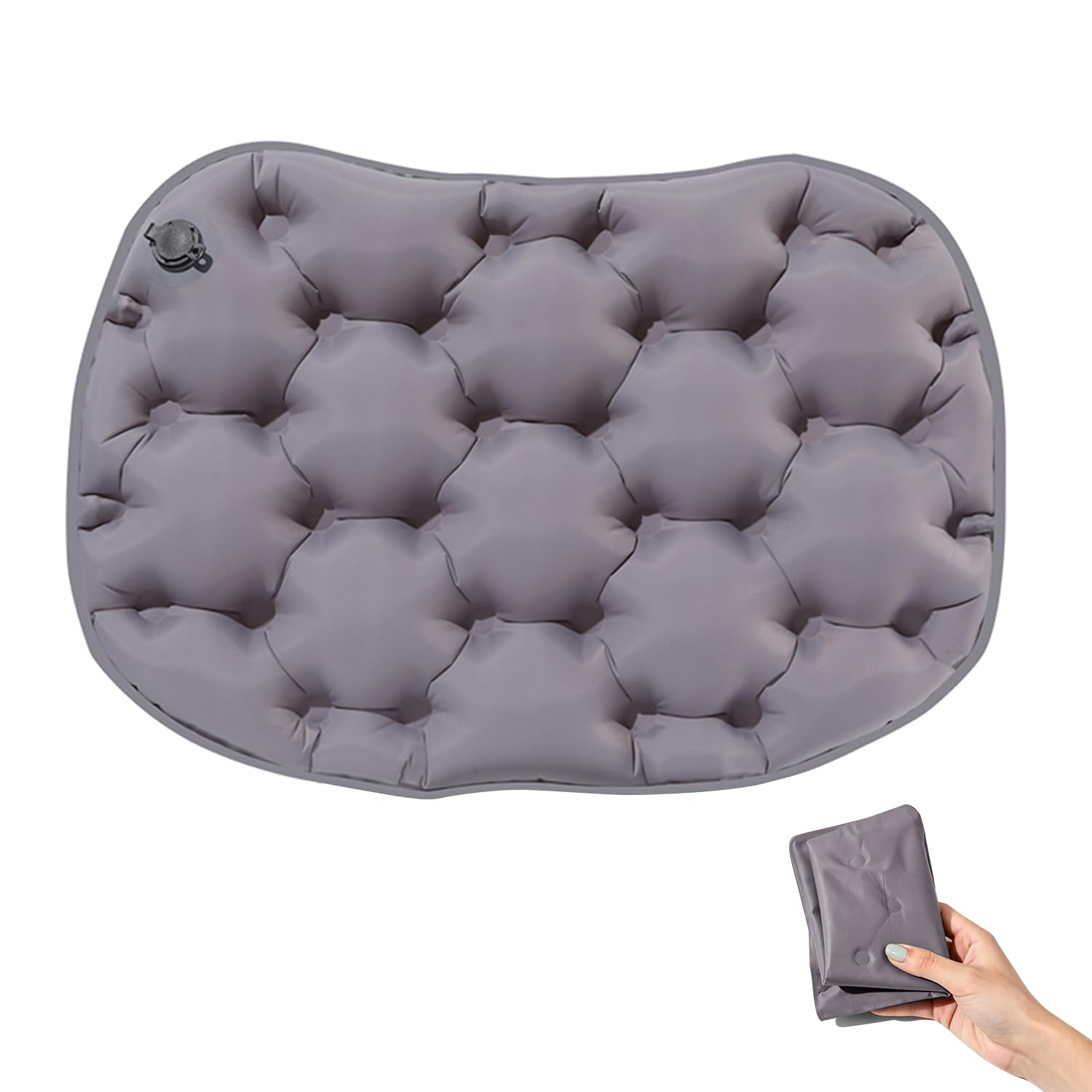 Inflatable Seat Cushion, Self-Inflating Foam Air Blow up Cushion to Sit on for Travel Airplane Stadium Camping Backpacking Boating Concert