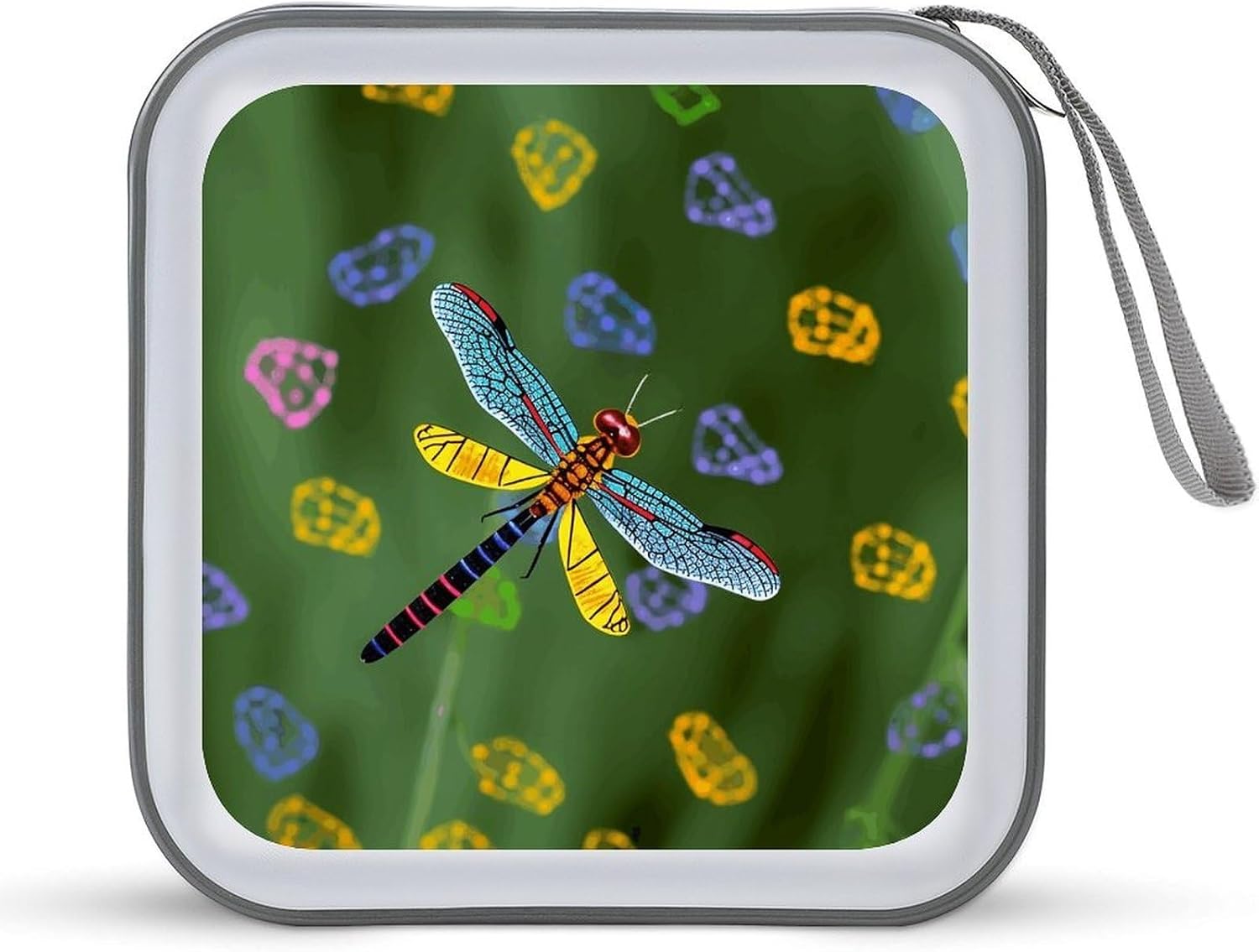 Colorful Dragonfly CD Case Portable DVD Case Holder Large Storage Disc Wallet Bag 40 Capacity Hard Plastic Disc Cases Storage Binder DVD Case Wallet for Car Home Travel
