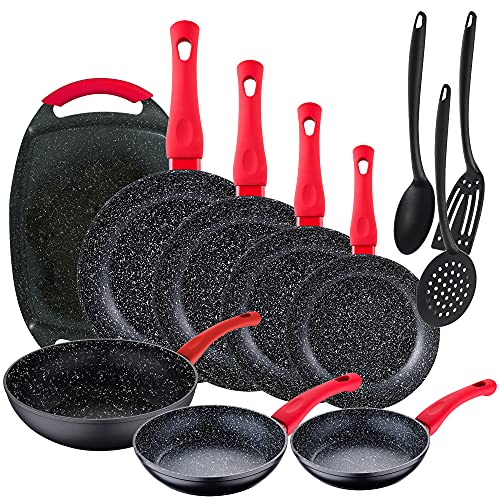 Pack 11 piezas: Set de 6 sartenes Energy Ø18/20/22/24/26/28 cm + 1 Sartén Wok Ø26 cm + 1...