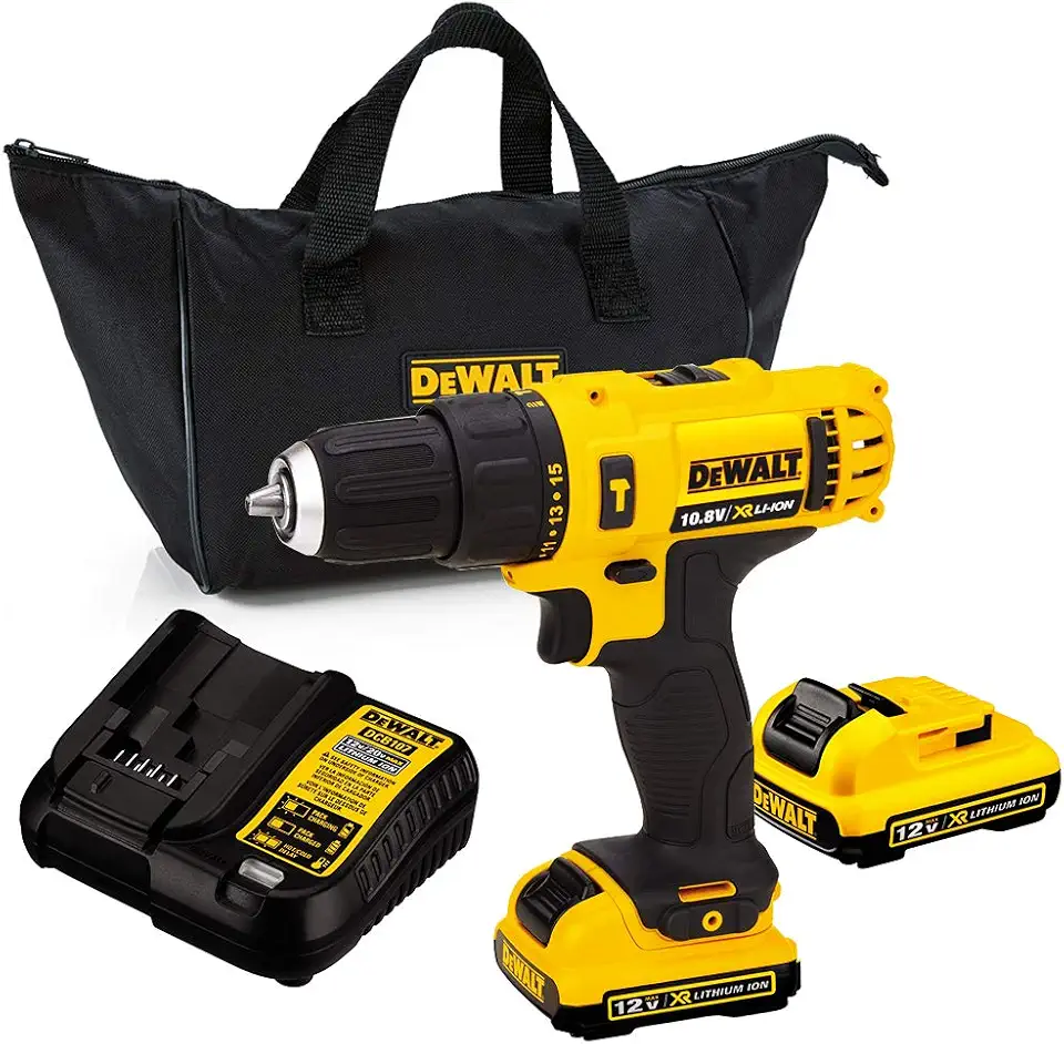 DEWALT Parafusadeira e Furadeira de Impacto de 3/8 Pol. (10mm) a Bateria Bivolt 12V 1.500 RPM 110V DCD716D2