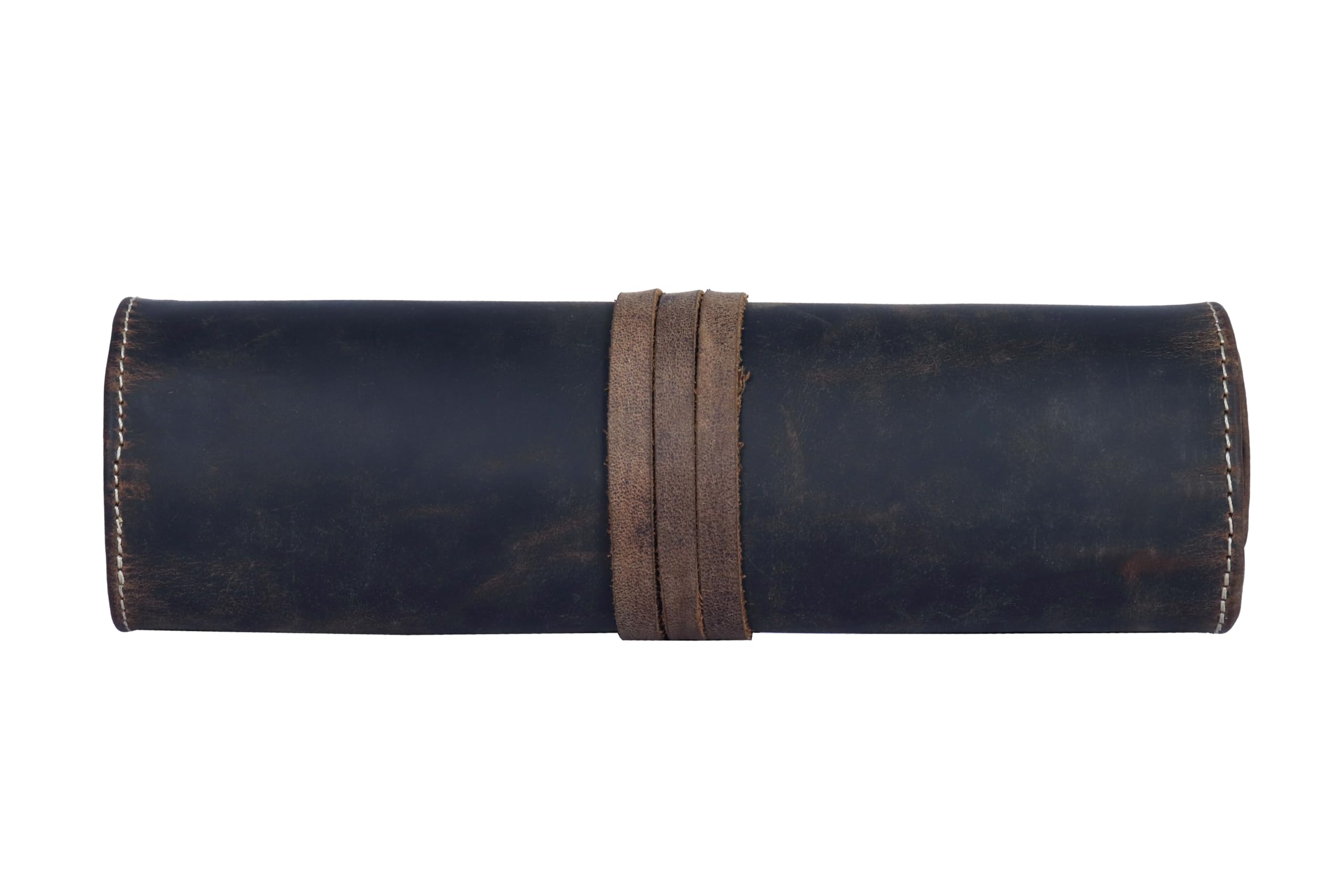 Alpenleder Stifterolle - GFRETT (Handgefertigt) - Nachhaltiges Bio-Leder aus regionaler Landwirtschaft | Federmappe, Federmäppchen klein, Etui Stifte *Fair Produziert* (6x6x21,5cm) (Old Havanna)